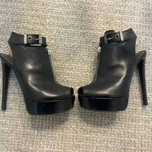 Sergio Rossi black platform sling back pump